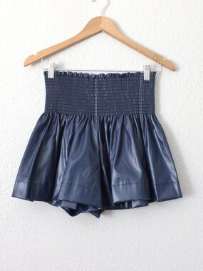 Queen of Sparkles Navy Leather Swing Shorts